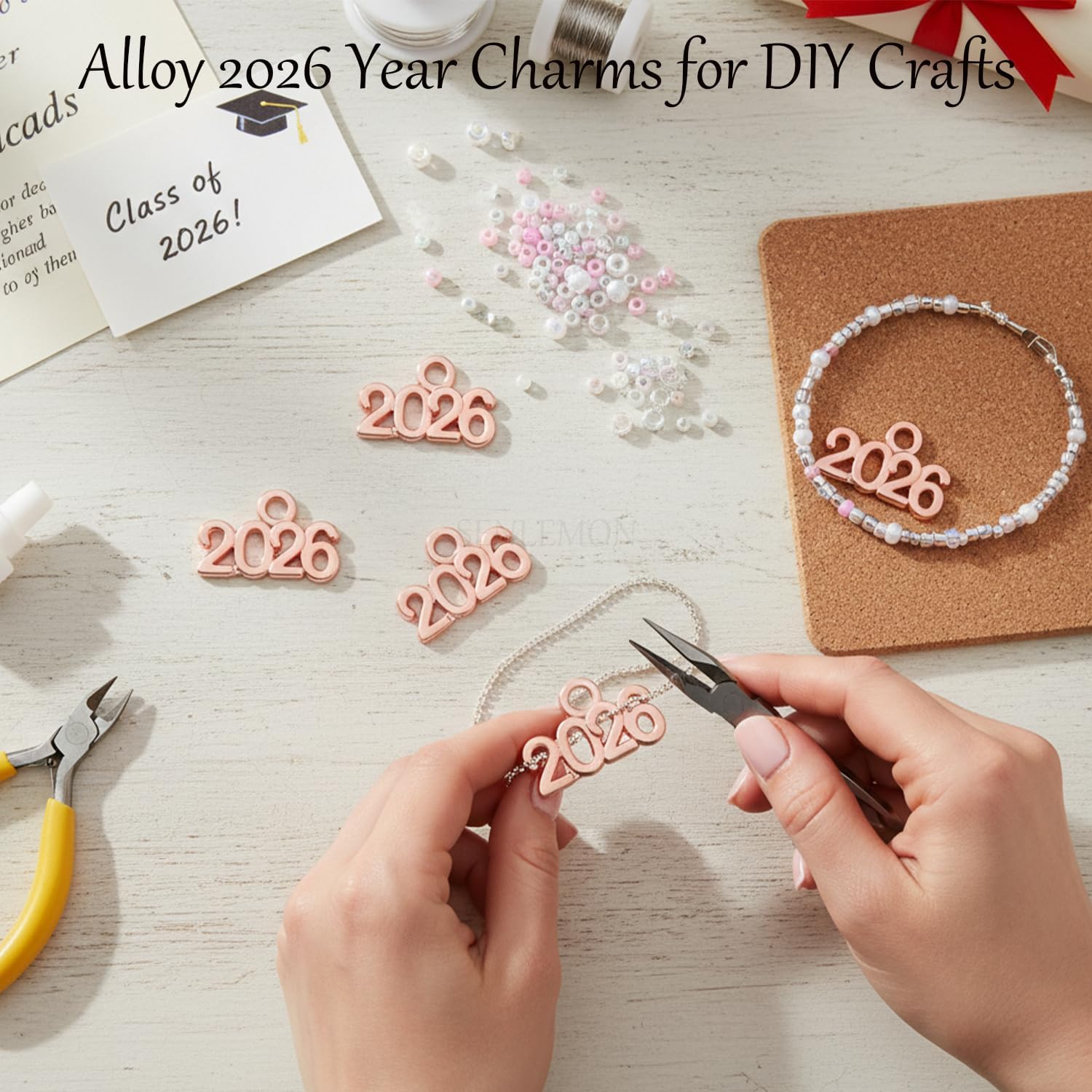 2026 Charms Metal Year Number Pendant for Jewelry Making DIY Necklace Bracelets & Keychain, Crafting Parties Accessories, 4 Colors - Image 4