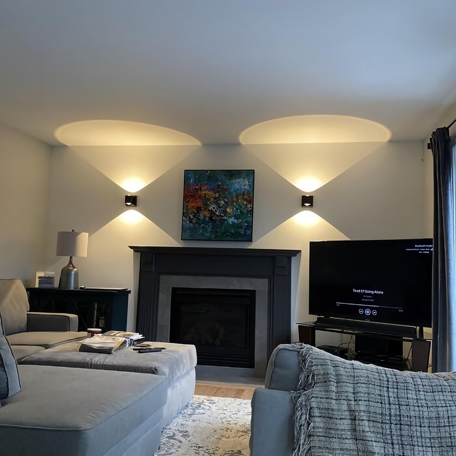 Tubicen LED Dimmable Wall Sconce Indoor Black Modern Up and Down Movie Theater Sconces Wall Lighting Hardwired 10W 3000K Bright Square Wall Lights for Living Room Hallway Stairway