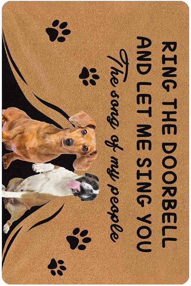 Custom Mat, Ring the Doorbell and Let Me Sing You the Song of My People Personalized Dog Image Printed Doormat Door Mat Rug Welcome Indoor Outdoor Decor Entrance Mat Floor Mat Rug 24x16 Inches