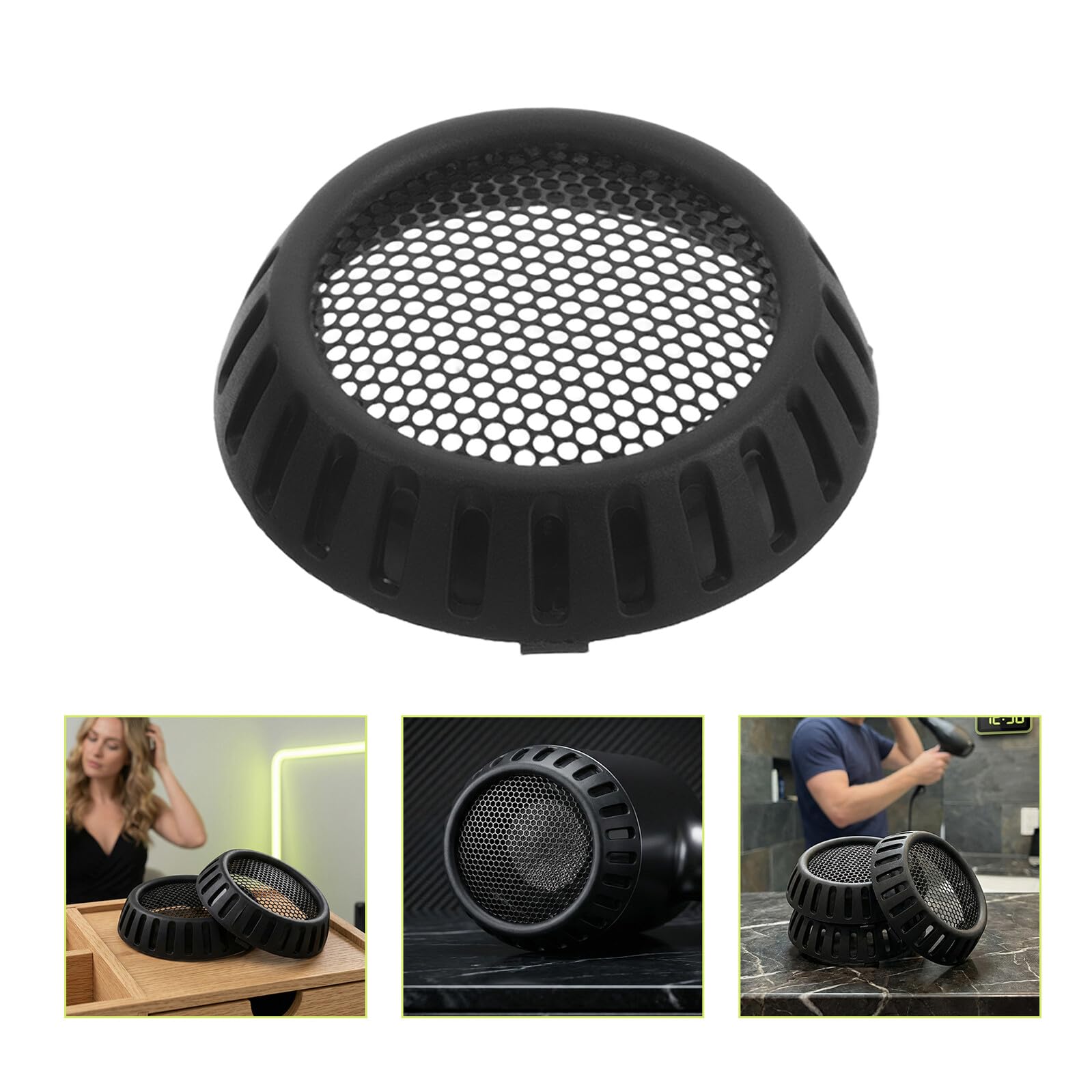 Housoutil Set 3 Pezzi Copertura Posteriore Asciugacapelli in Rete Nera in Nylon Resistente, Ricambio per Uso Professionale in Salone e Viaggi