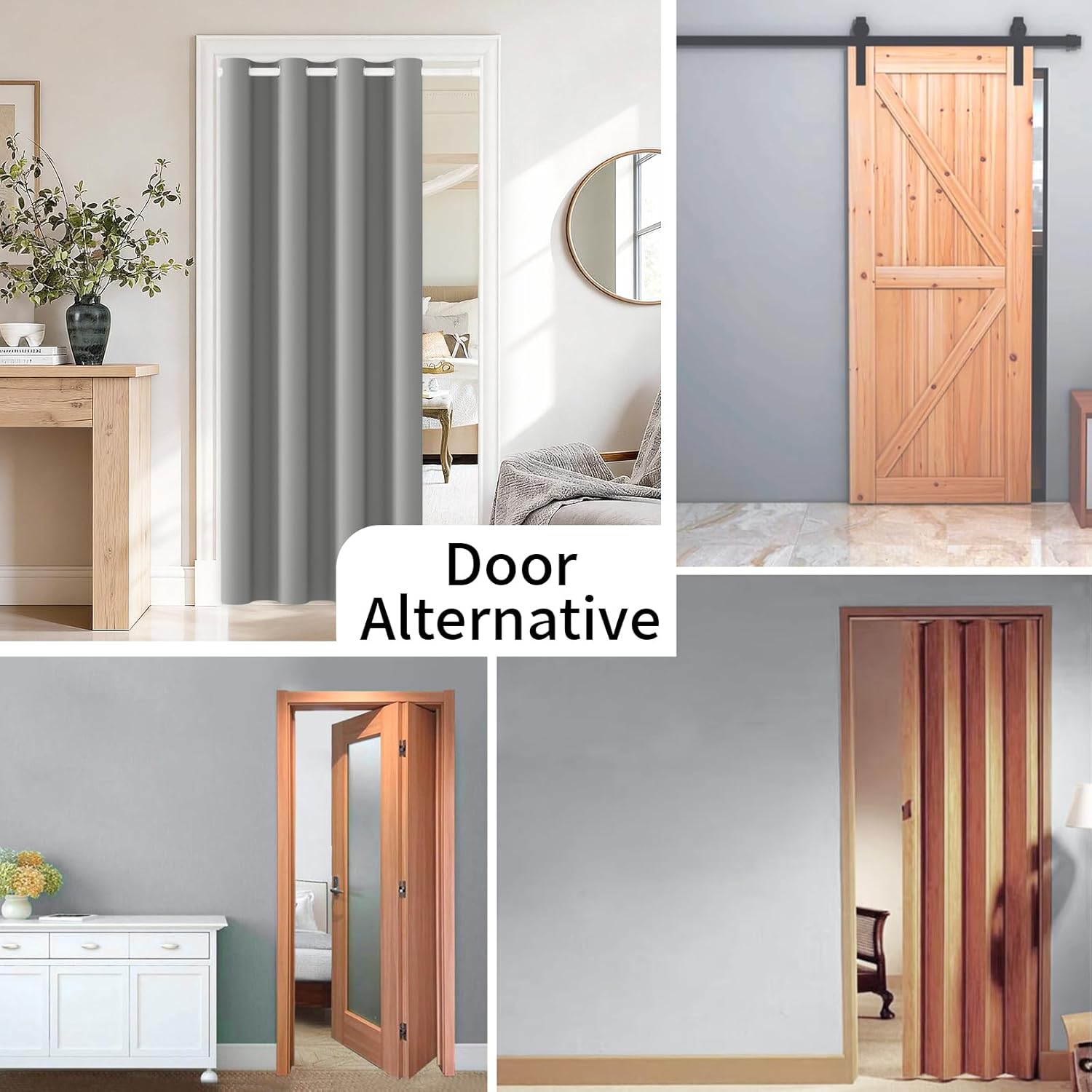 Vatge Magnetic Doorway Curtain for Privacy, Closet Curtain with Rod, Room Dividers for Closet Door and Sliding Door, 1 Panel, W42 x L80, Silver Gray