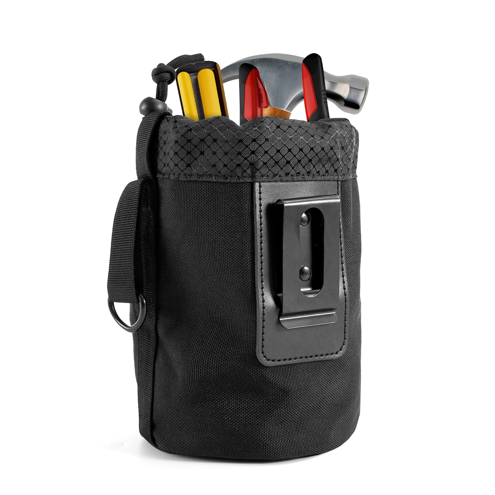 Tool Pouch for Screws and Nails,Wear Resistant Small tools Storage Bag with Metal Belt Clip Attachment For Builders Electrician's Hammer Frame And Nail Bag Organizer 13 x 19.5cm(Black) - Image 2