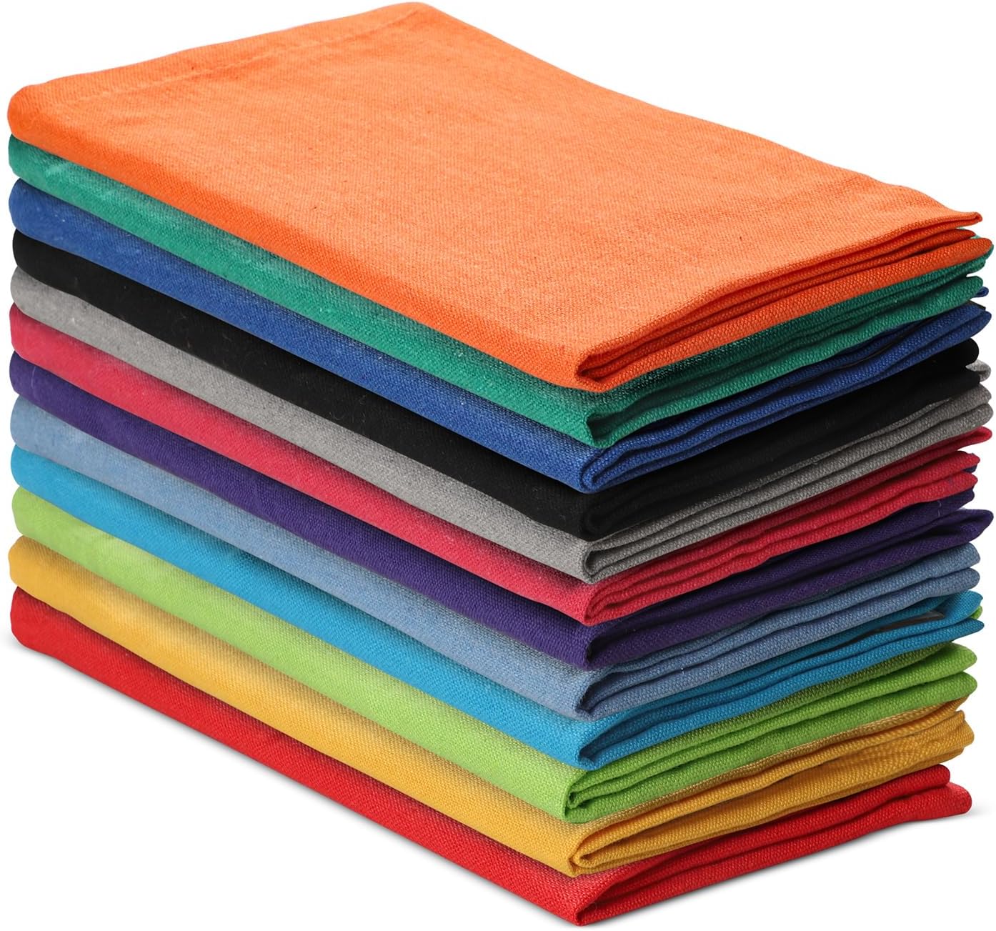 Plain Cloth Napkins Set of 12 (18″ x 18″) – Cotton & Flax Table Napkins Cloth Washable & Reusable for Everyday Use, Christmas, Thanksgiving, Halloween & More – (Multicolor)