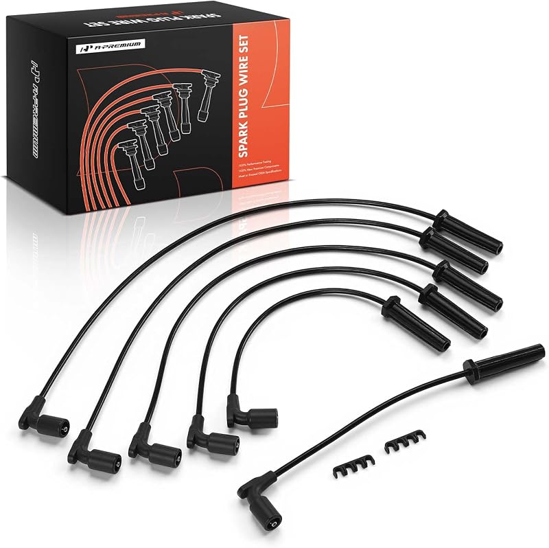 Jogo de cabos de vela A-Premium 6 mm para motores V6 Chevrolet, Buick, Pontiac e Saturn – 6 unidades