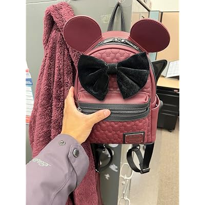 3120 Minnie Mouse Maroon Quilted Double Strap Shoulder Bag Purse Loungefly Disney Minnie Mouse Maroon Quilted Silhouette Head  main image 2