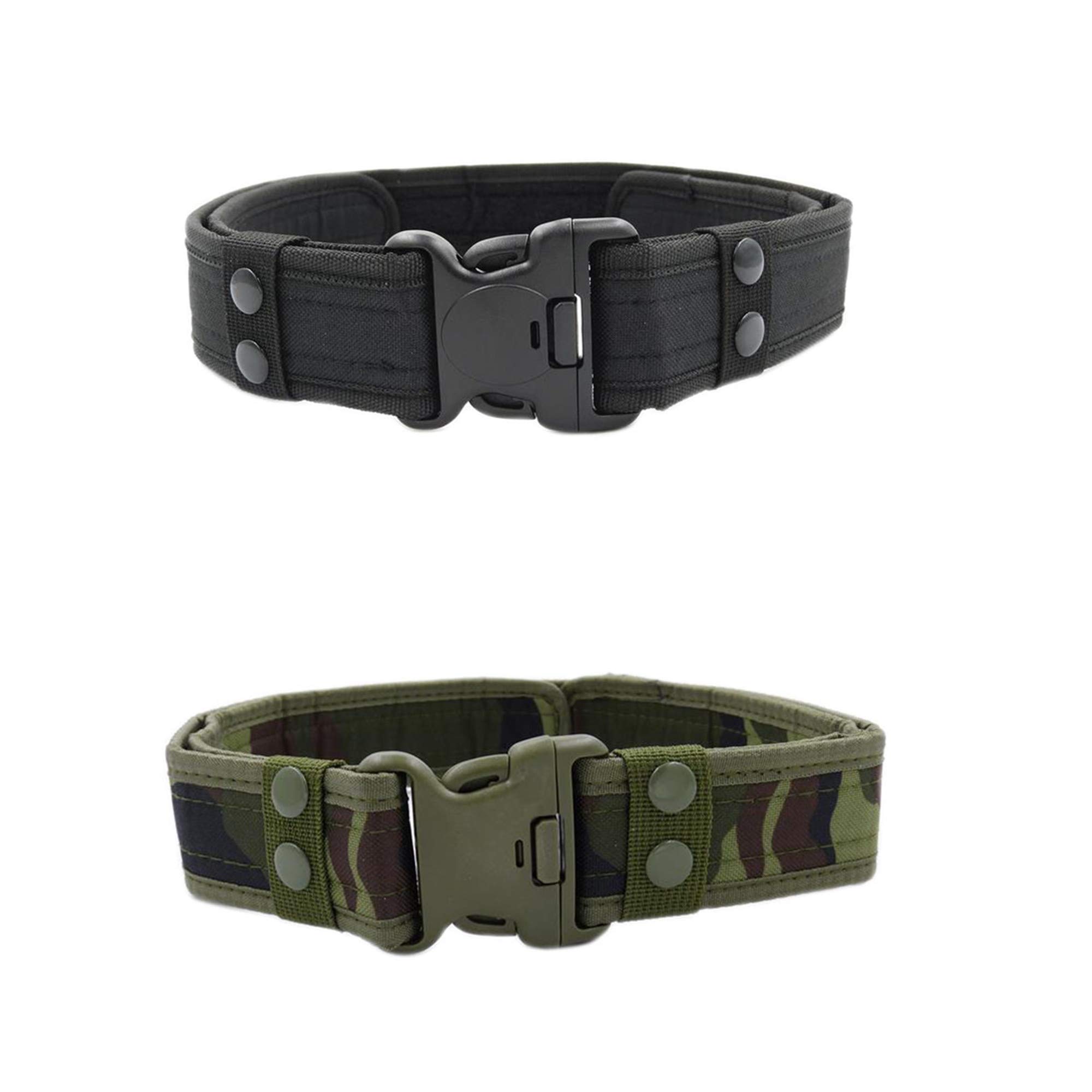 Meshikaier Men's Black+Camouflage ’S Nylon Canvas Belt Military Tactical Belt Adjustable Outdoor Sport Belt With Plastic Buckle (Black+Camouflage)