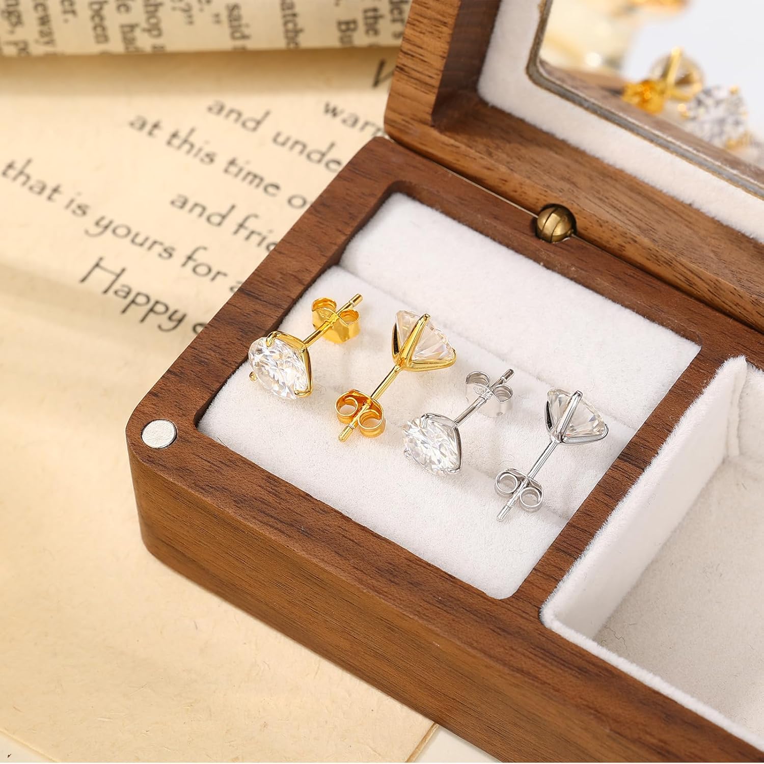 Moissanite Stud Earrings for Women, Gold Vermeil 925 Sterling Silver Lab Created Diamond Studs Solitaire Earrings Jewelry Gift Women Men - Image 2