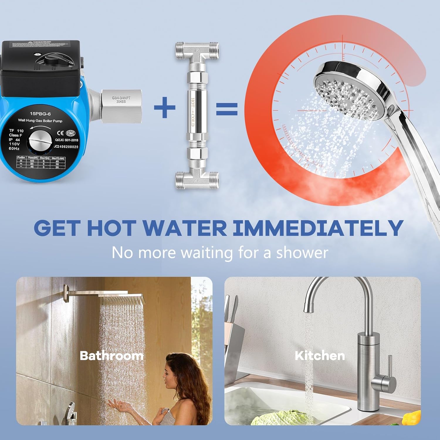 304 Stainless Steel Bypass Valve for Instant Hot Water Recirculating