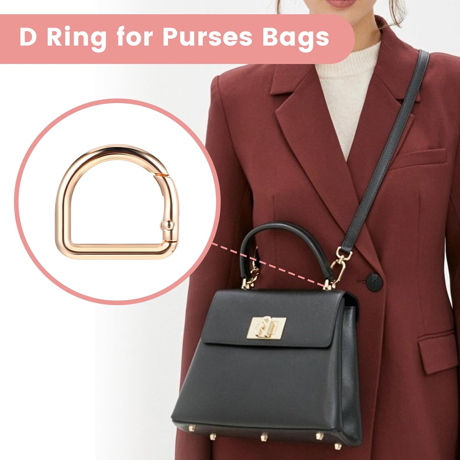 Amabro 6PCS D Ring Spring Key Hooks, 1inch Keyring Clip Buckles Multicolor D Ring Buckle for Purse Keychain Hardware Pets Collar Accessories - Image 2