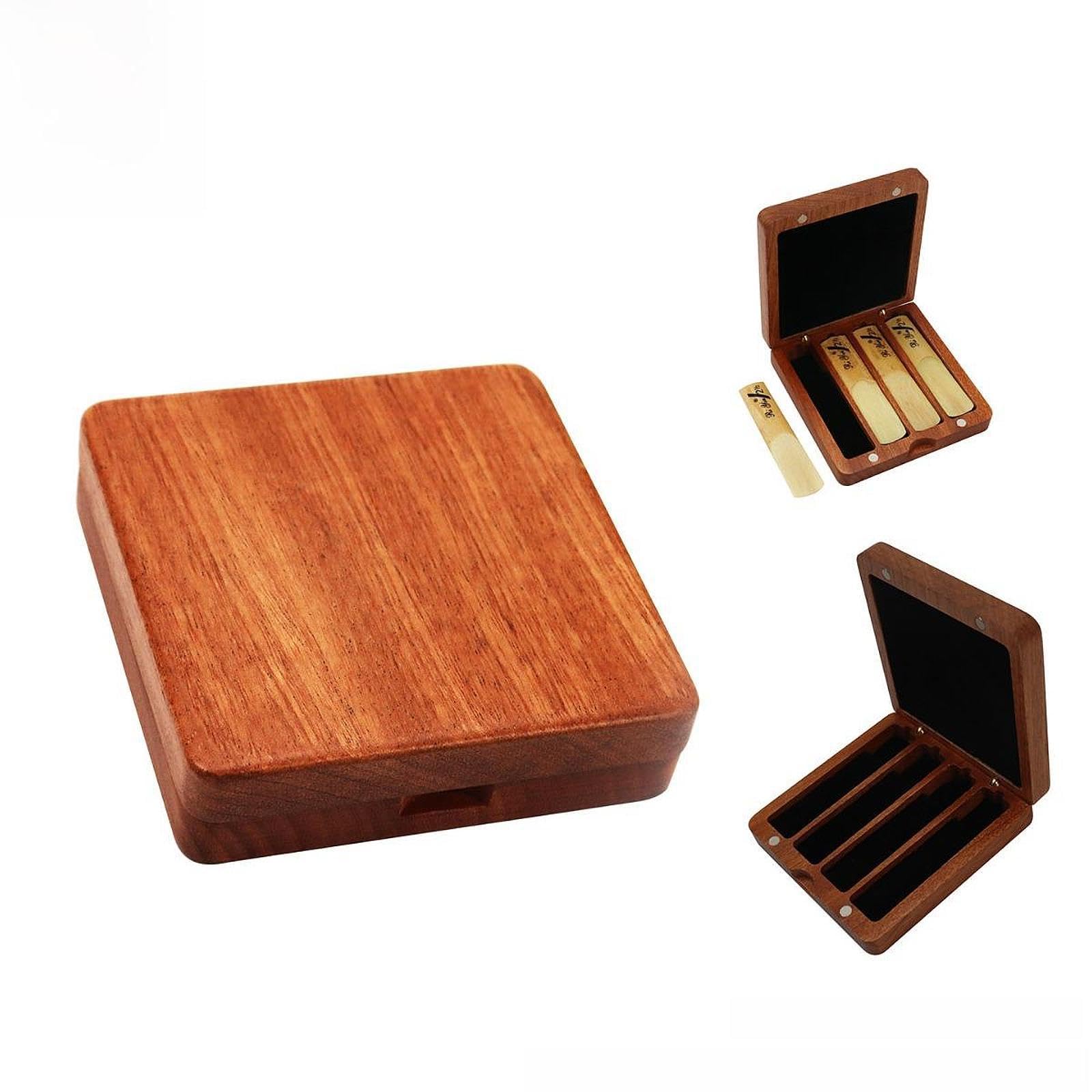 Estuche de madera para cañas de clarinete, caja de almacenamiento portátil para saxofón y clarinete