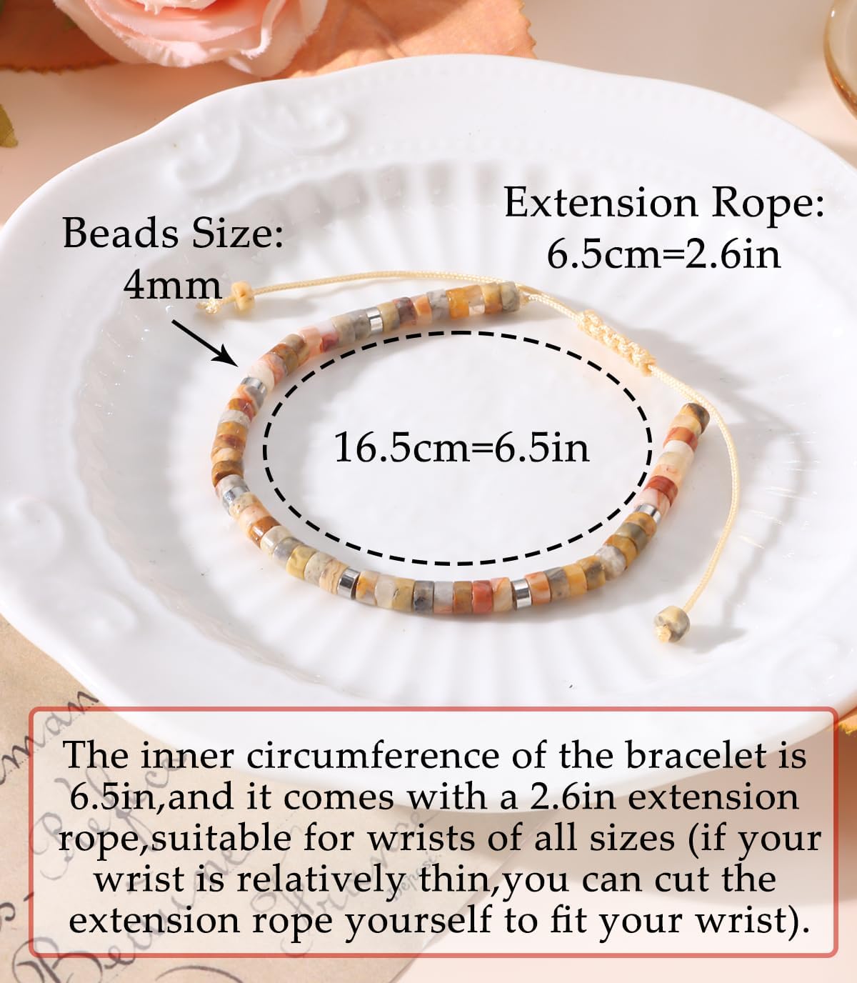 CASDAN Natural Crystal Beaded Bracelet for Women Natural Stone Adjustable Braided Rope Bracelets Spiritual Bracelet Inspirational Gifts - Image 3