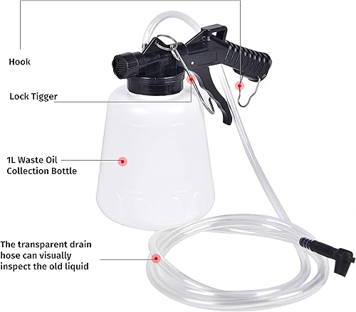 Miniatura 3 de AA36 Kit de purga de frenos, herramienta neumática de purga de líquido de frenos con 2 adaptadores de metal, kit de purga de frenos de 1 litro con