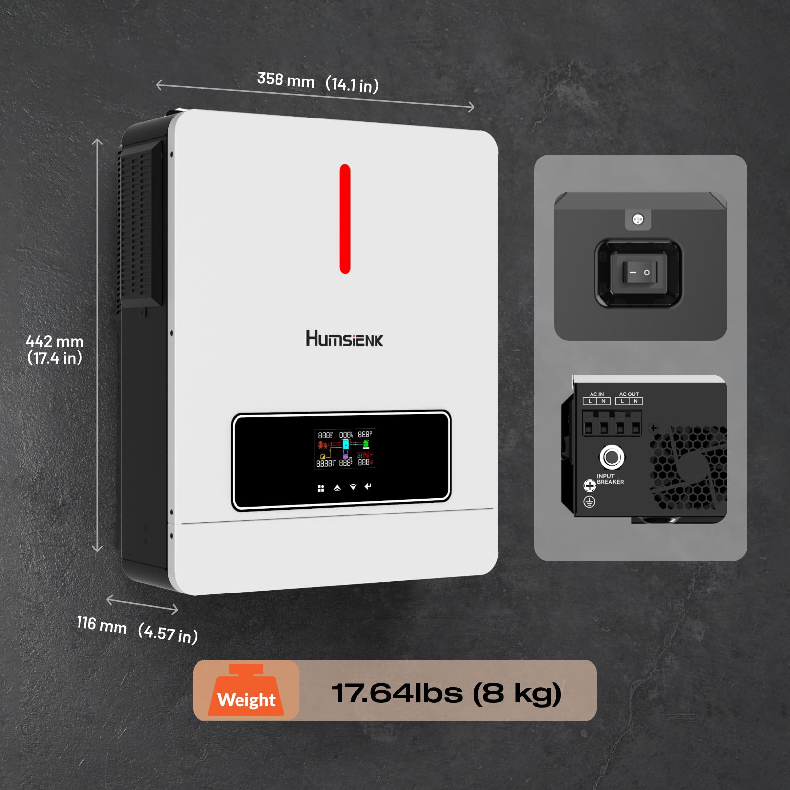 HumsiENK Inverter Caricabatterie Solare 4200W 24V 3-in-1, Onda Sinusoidale Pura, 8400W Picco, MPPT 120A, Caricabatterie 100A, per Camper Roulotte Barca Casa Off-Grid