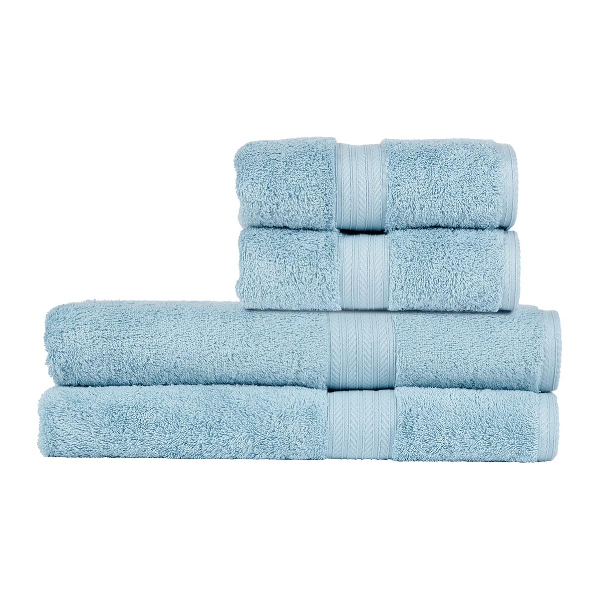 Christy Renaissance 4 Piece Bath Sheet Set | Soft Chambray Blue | 100% Egyptian Cotton Pile | Luxuriously Soft and Super Absorbent | 675 GSM | 2 Bath Sheets 2 Hand Towels