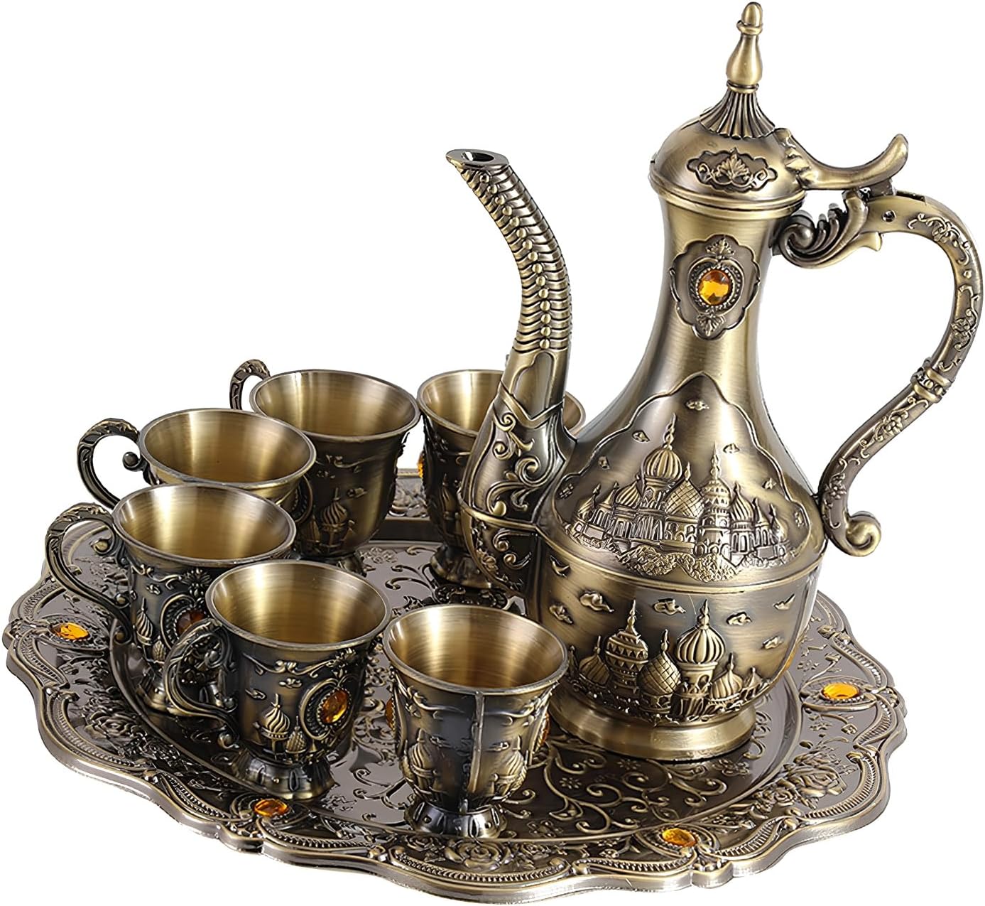 Easy to Bronze Zincs Alloy Wine Accessories Set Multifunctional Coffee Pots Cups for Parties Formal Entertaining Wine Tool