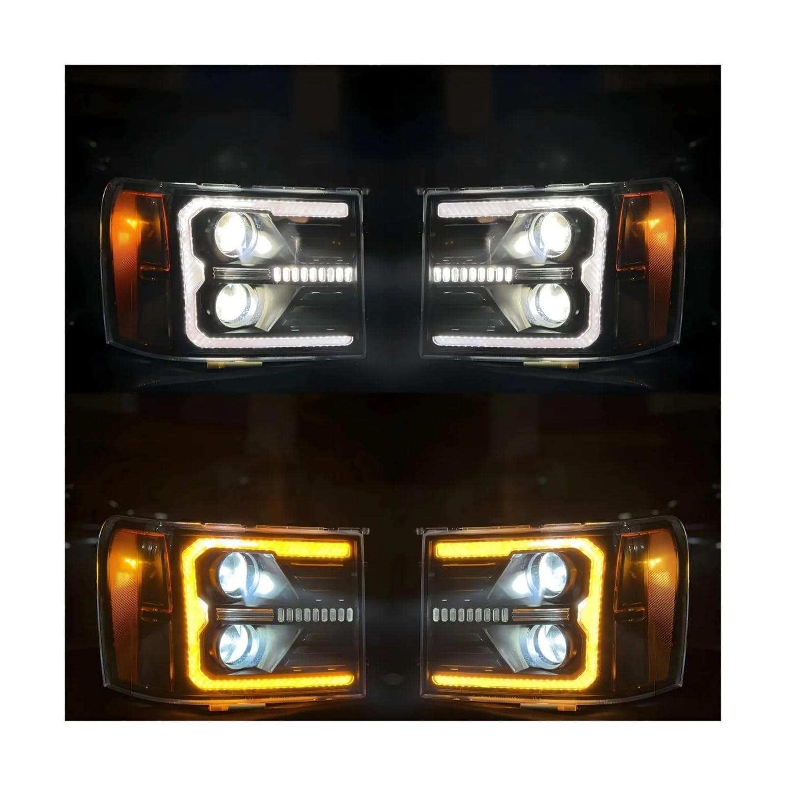Pasuje do GMC Sierra 1500 2007-2013 dla GMC Sierra 2500HD 3500HD 2007-2014 z sekwencyjnym kierunkowskazem DRL 1 szt. Pełny reflektor Led(1PCS Left)