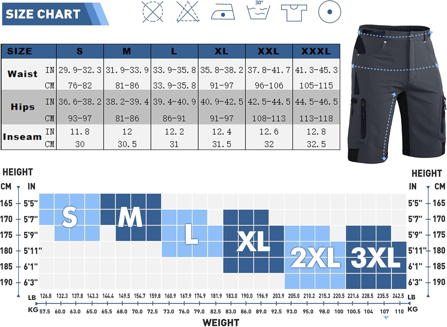 Hiauspor Mens Quick Dry Stretch Cargo Shorts MTB Mountain Bike Shorts for Hiking Tactical Fishing with Zipper Pockets : Sports & Outdoors