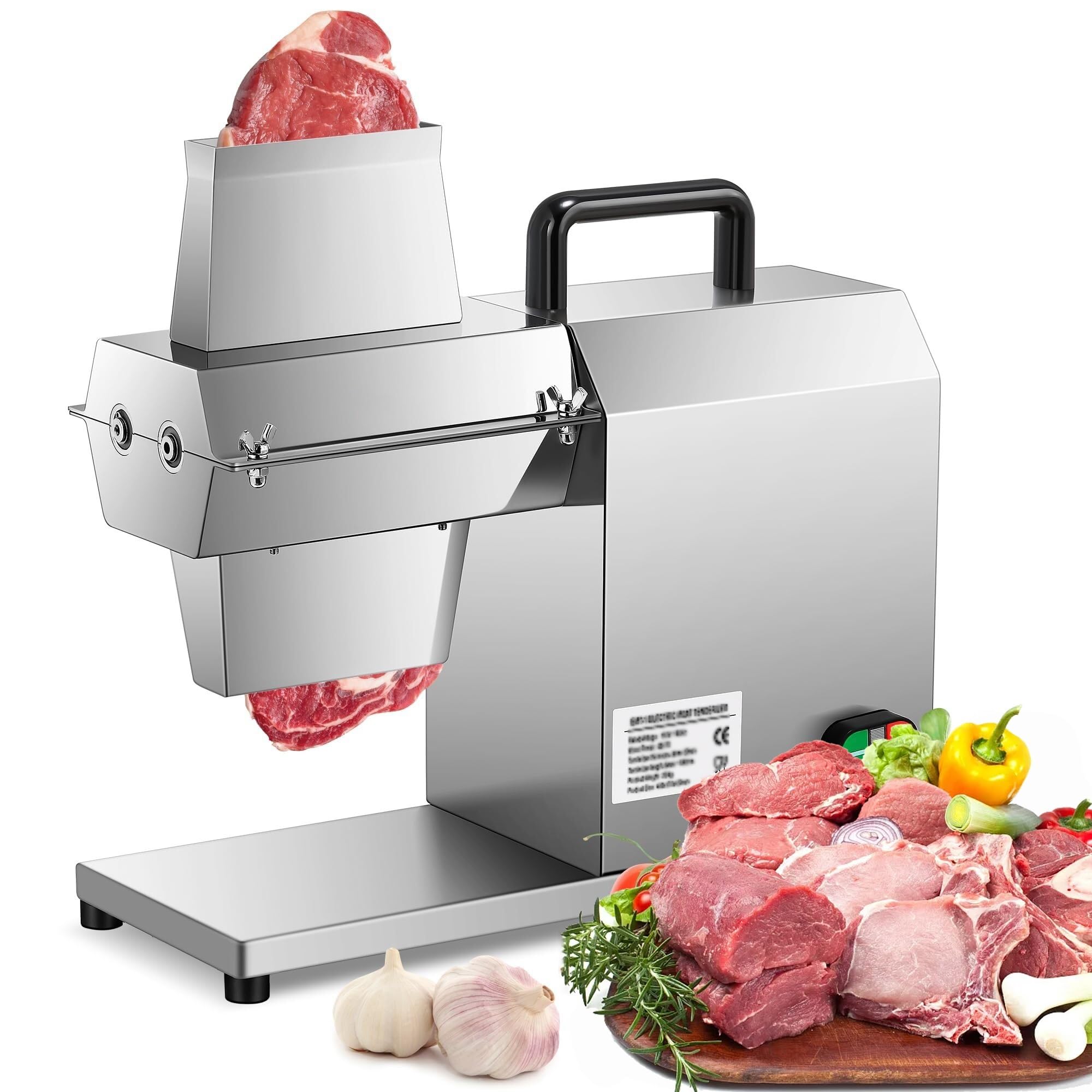 Ablandador de carne resistente de 450 W, acero inoxidable, ideal para carne de res, pavo, pollo, cordero, cerdo y otras carnes, herramienta de cocina de calidad comercial