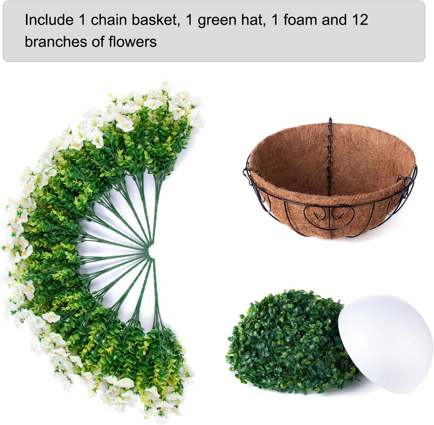 Ivydale Artificial Fake Hanging Flowers Plants Baskets for Outdoor Spring Summer Decoration, Faux Silk White Morning Glory Look Real UV Resistant for Outside Porch Patio Balcony Yard Front Door Garden - Image 4