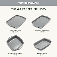 Vista 4 de GreenPan Premiere Ovenware - Juego de 4 piezas para hornear de cerámica saludable antiadherente, libre de PFAS, bandejas rectangulares, cuadradas