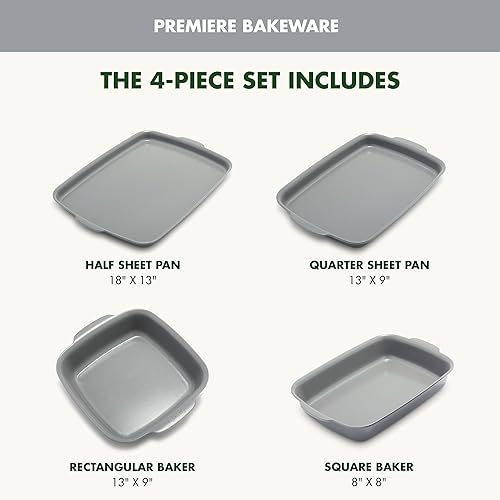 Miniatura 4 de GreenPan Premiere Ovenware - Juego de 4 piezas para hornear de cerámica saludable antiadherente, libre de PFAS, bandejas rectangulares, cuadradas,