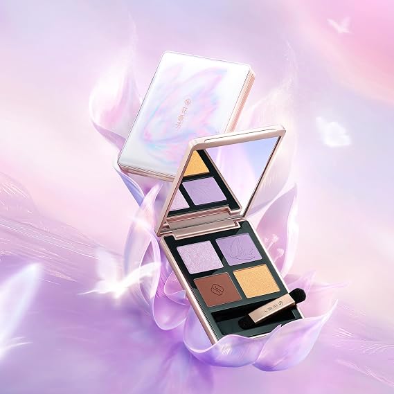 FLORASIS Butterfly Glitter Quad Eyeshadow Palette (01 Iris Twilight, 1 Count)