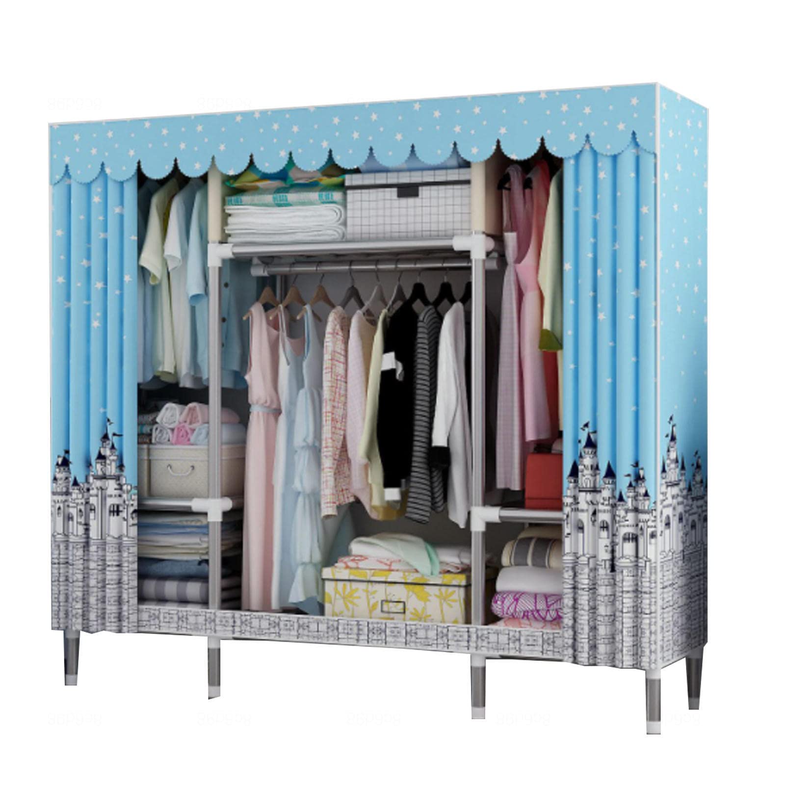 Placard à vêtements portable en tissu pour chambre à coucher avec penderie modulable