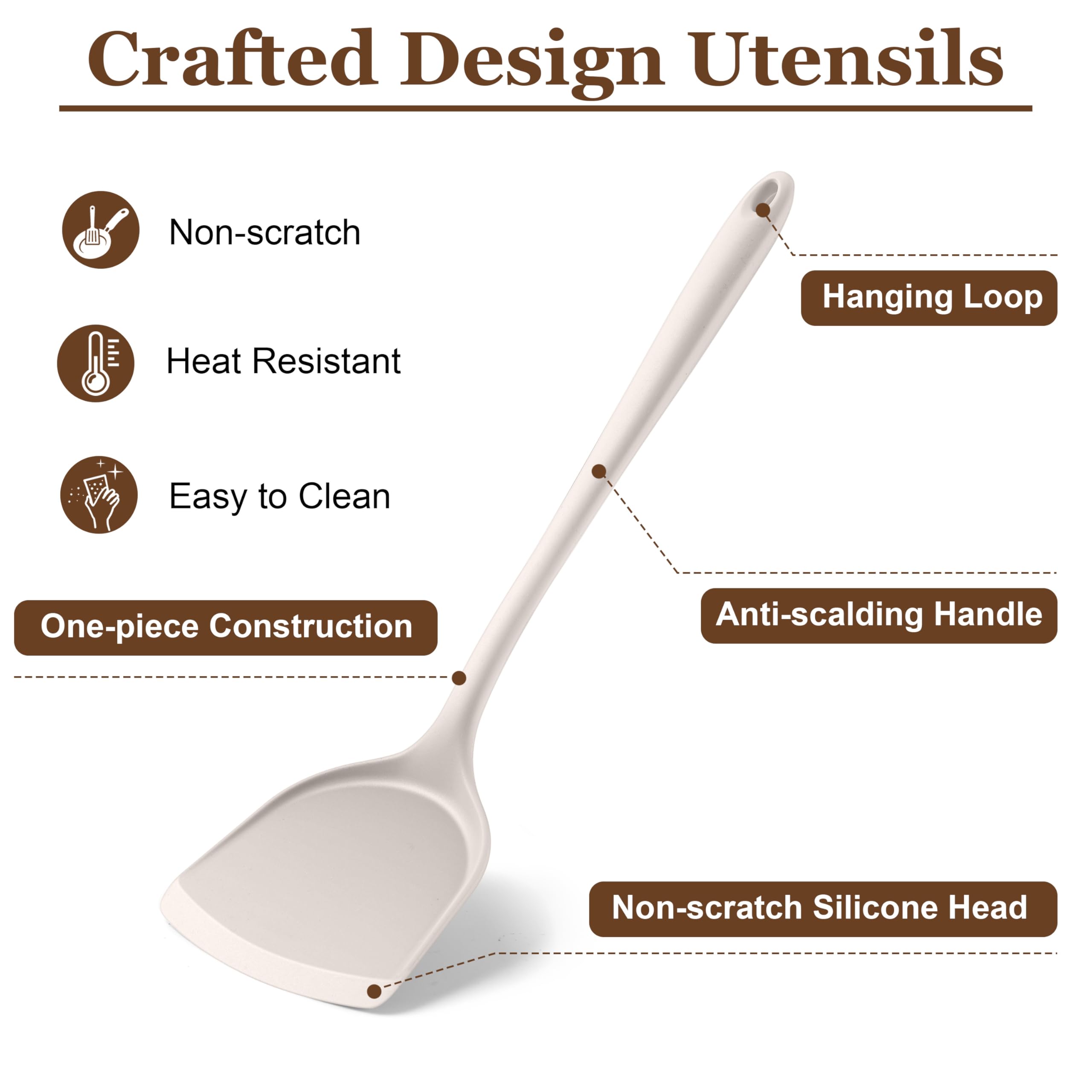 LIANYU Juego de 8 utensilios de cocina de silicona resistentes al calor, utensilios de cocina de grado alimenticio para utensilios de cocina antiadherentes, incluye espátula de silicona, cuchara,