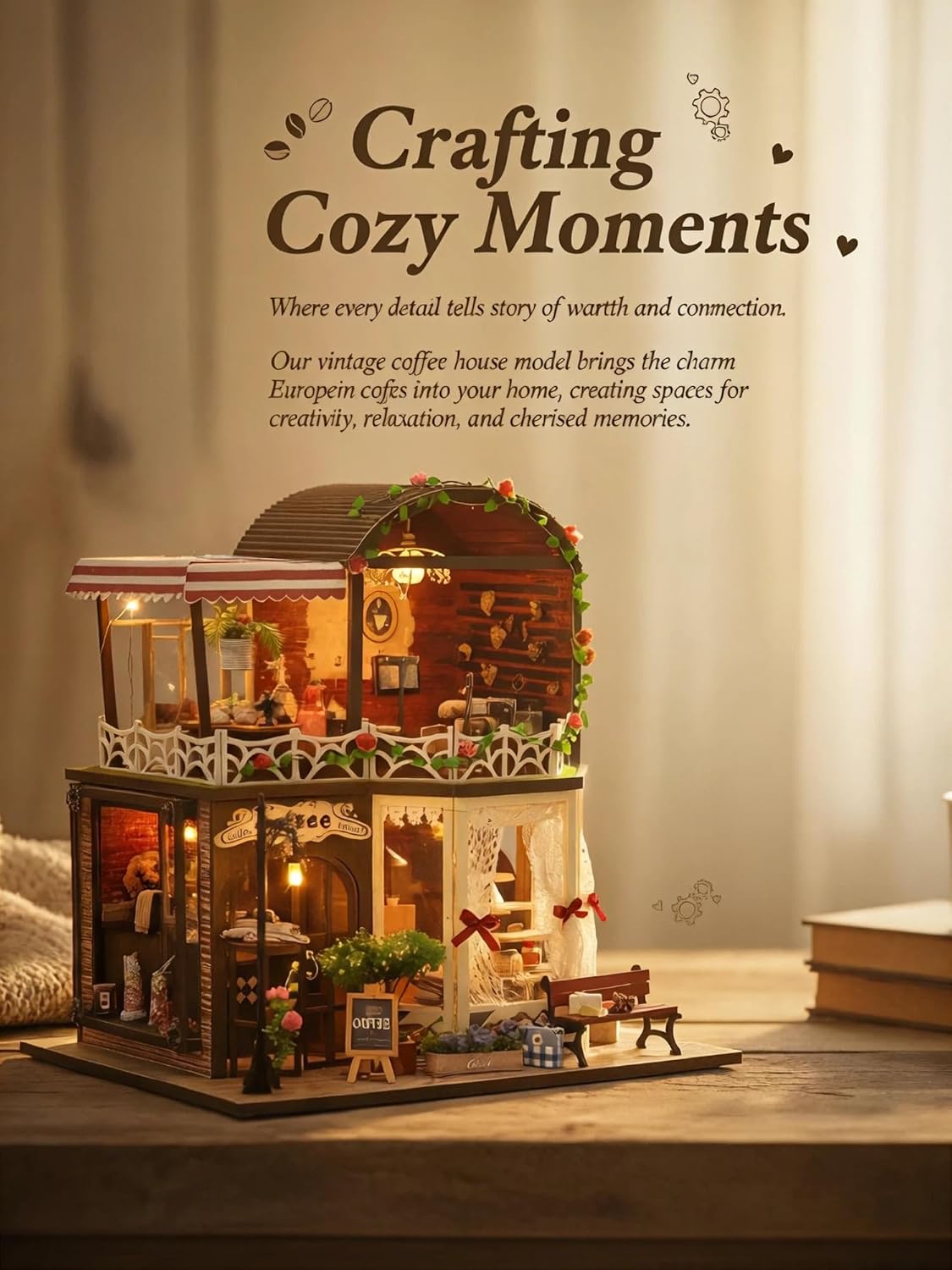 DIY Miniature House Kit:Raya's Time, Parent-Child Craft Fun, Shelf Display with Details (an Afternoon of Quiet time to Yourself)