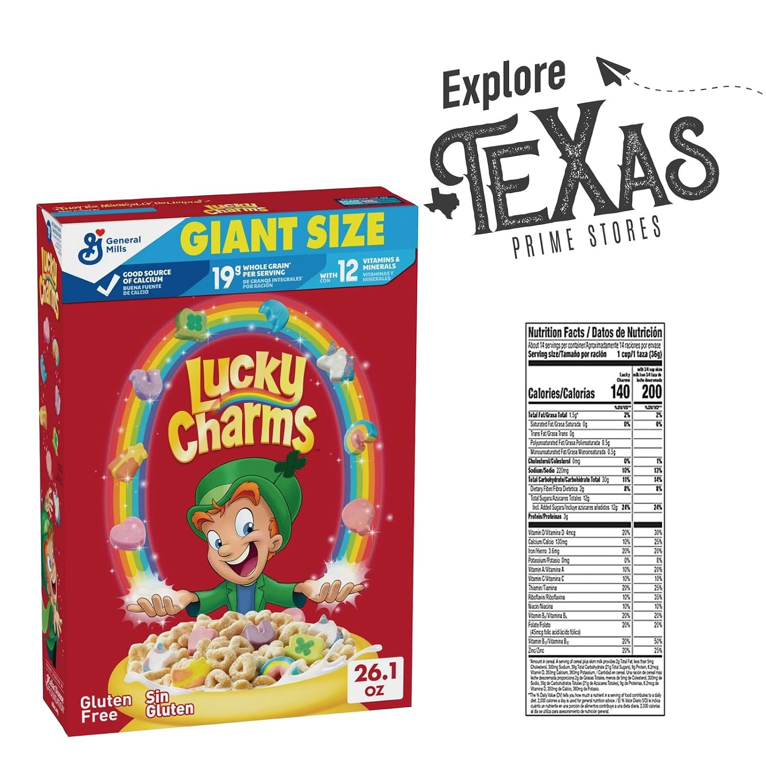 Lucky Charms 4-Pack of Giant Size Gluten-Free Kids Breakfast Cereal with Marshmallows