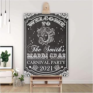 Mardi Gras Carnival Party Sign, Black and White, Chalkboard Party Sign, Masquerade Party Banner, Mardi Gras Decor, Mardi Gras Backdrop, Handmade Party Supply Poster Print Size 36x24,24x18, 48x36
