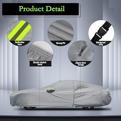 Miniatura 3 de Migaven - Funda impermeable para automóvil para el aire libre, impermeable, protege contra el sol, la lluvia, la nieve y el granizo, con cremallera