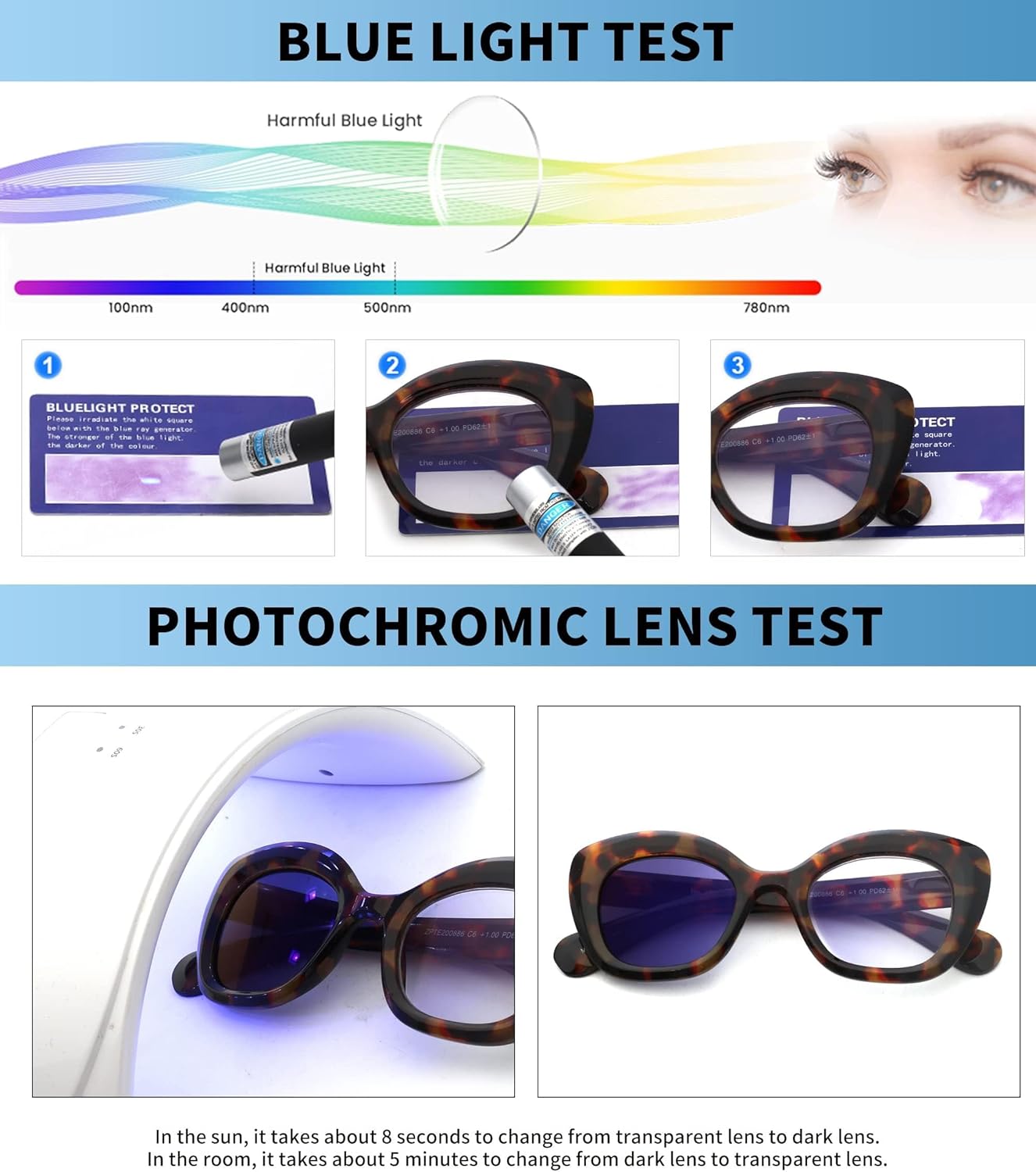 JM Cat-Eye Reading Glasses for Women, Blue Light Blocking Computer Readers with Spring Hinge - Image 4