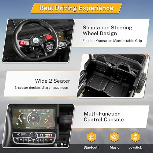 Miniatura 7 de Hikole Juguetes de paseo de 24 V para niños grandes con cama eléctrica y control remoto, UTV para niños de 2 plazas con potente motor de 2 x 200 W,