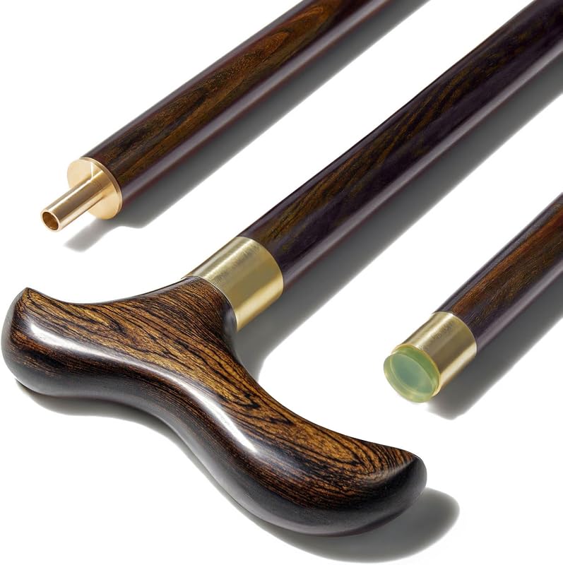 Premium Folding Wooden Cane for Men, 3-Piece Walking Stick