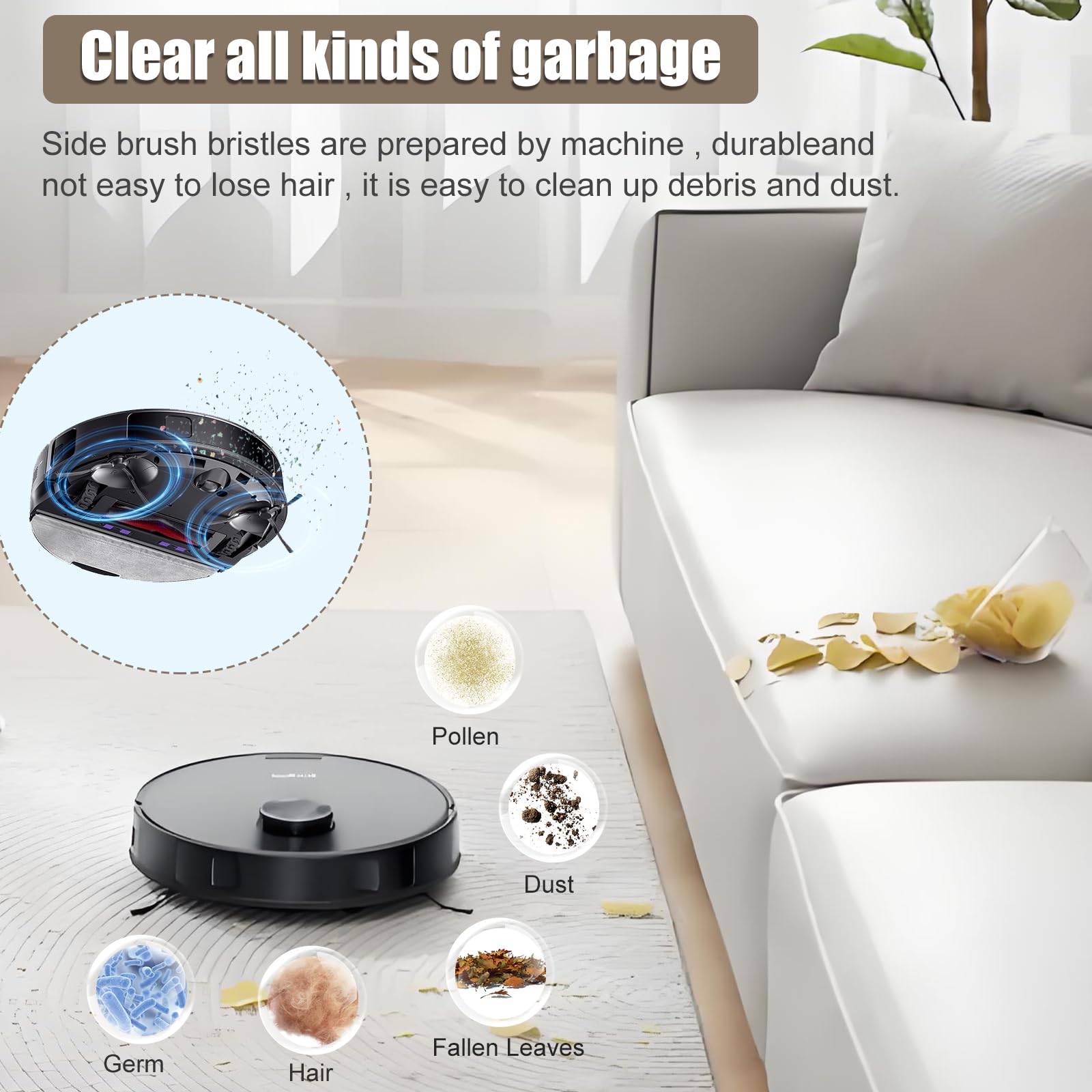 6-Pack Side Brush Replacement For Eureka E10S & E20 Plus Robot Vacuum - Compatible Cleaning Parts