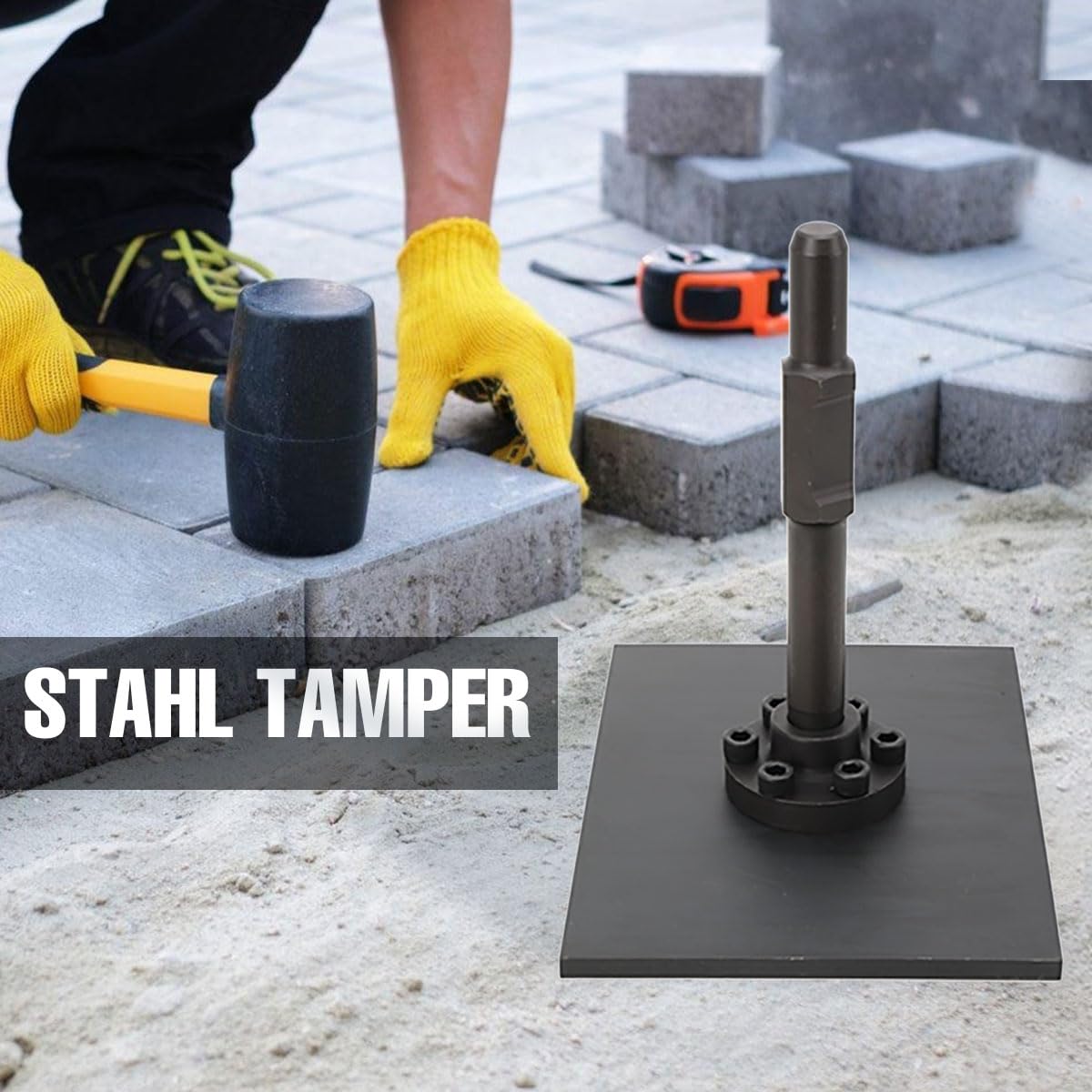 Jack Hammer Stampfer Verdichter, Anti Schock Stampferplatte Tampingwelle, Landschaftsbauer Werkzeug zum Verdichten von Beton, Shaft Platte Tamper Packer Beton, für Demolition Hammer Breaker