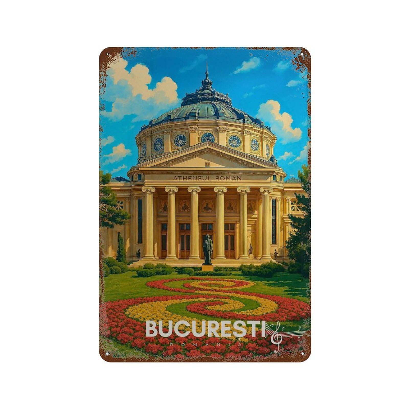 xiaoxiaoshen Bucharest Travel Romania Wall Decor Art Metal Tin Poster Modern Home Decor Art Home Bar Shop Decorations Vintage Sign 30x20cm