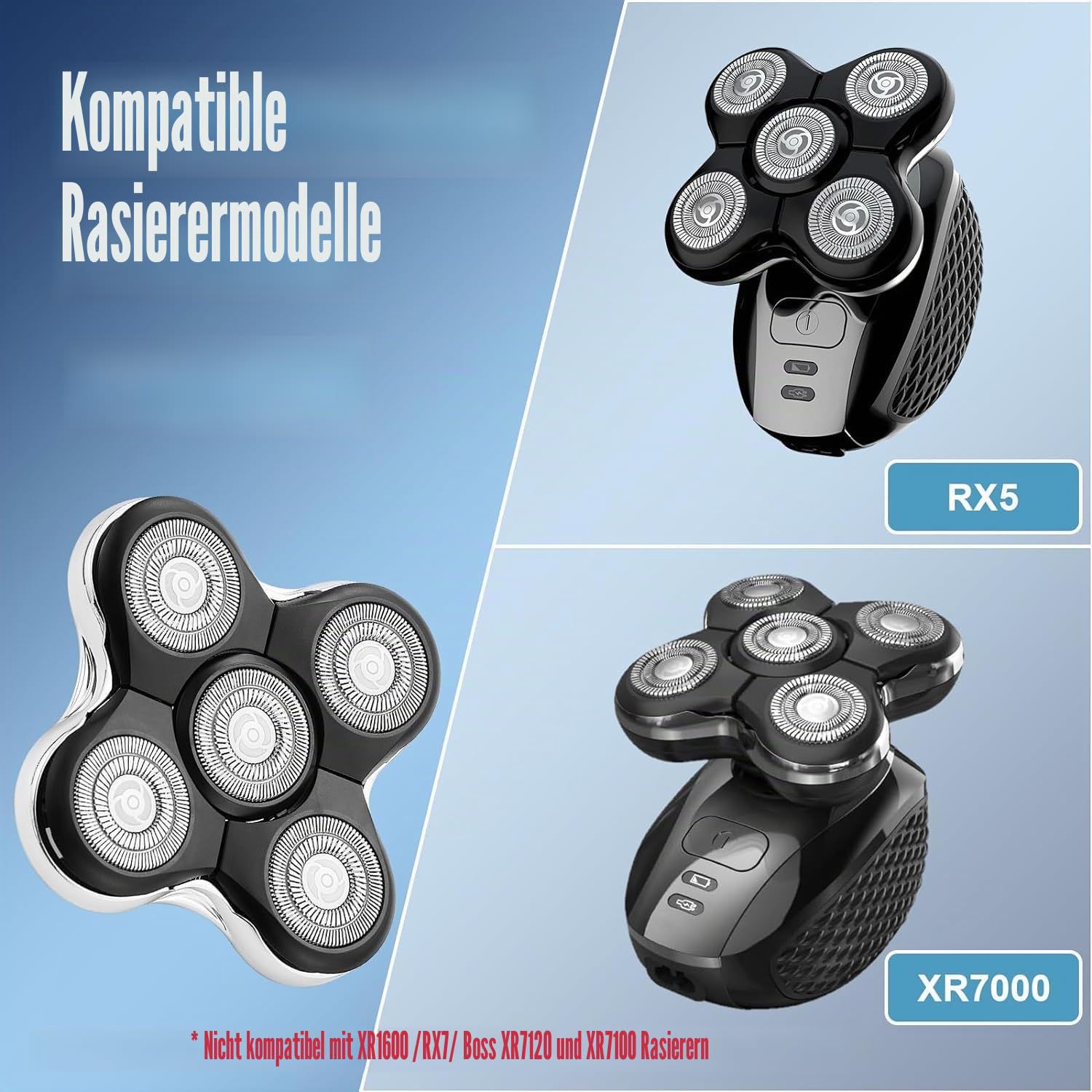 Rasierer-Ersatzköpfe kompatibel mit Remington Balder RX5/XR7000/XR1500 Ultimate Electric Head Shaver (2 Stück)