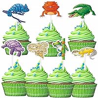 Vista 16 de WERNNSAI 36 decoraciones de dinosaurio para tartas – Decoración de cumpleaños de dinosaurio, decoración de cupcakes de dinosaurio, decoración