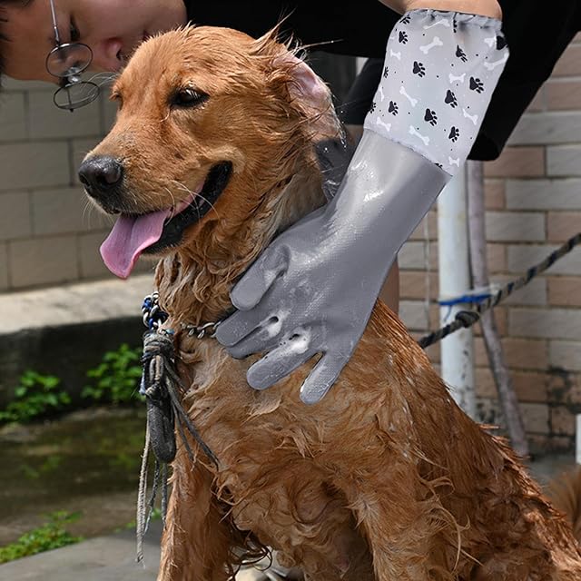 Foto 2 de 7 de madri [Actualizado Guantes De Aseo para Mascotas, Guante De Cepillo para Quitar El Peloo