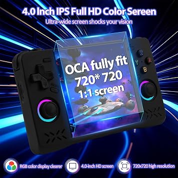 XF40H Portable Game Console, Classic and Modern Games with Multiple Emulators, 4K HD IPS Display with 4.0 Inch Open Source Linux System, Black, 128 g