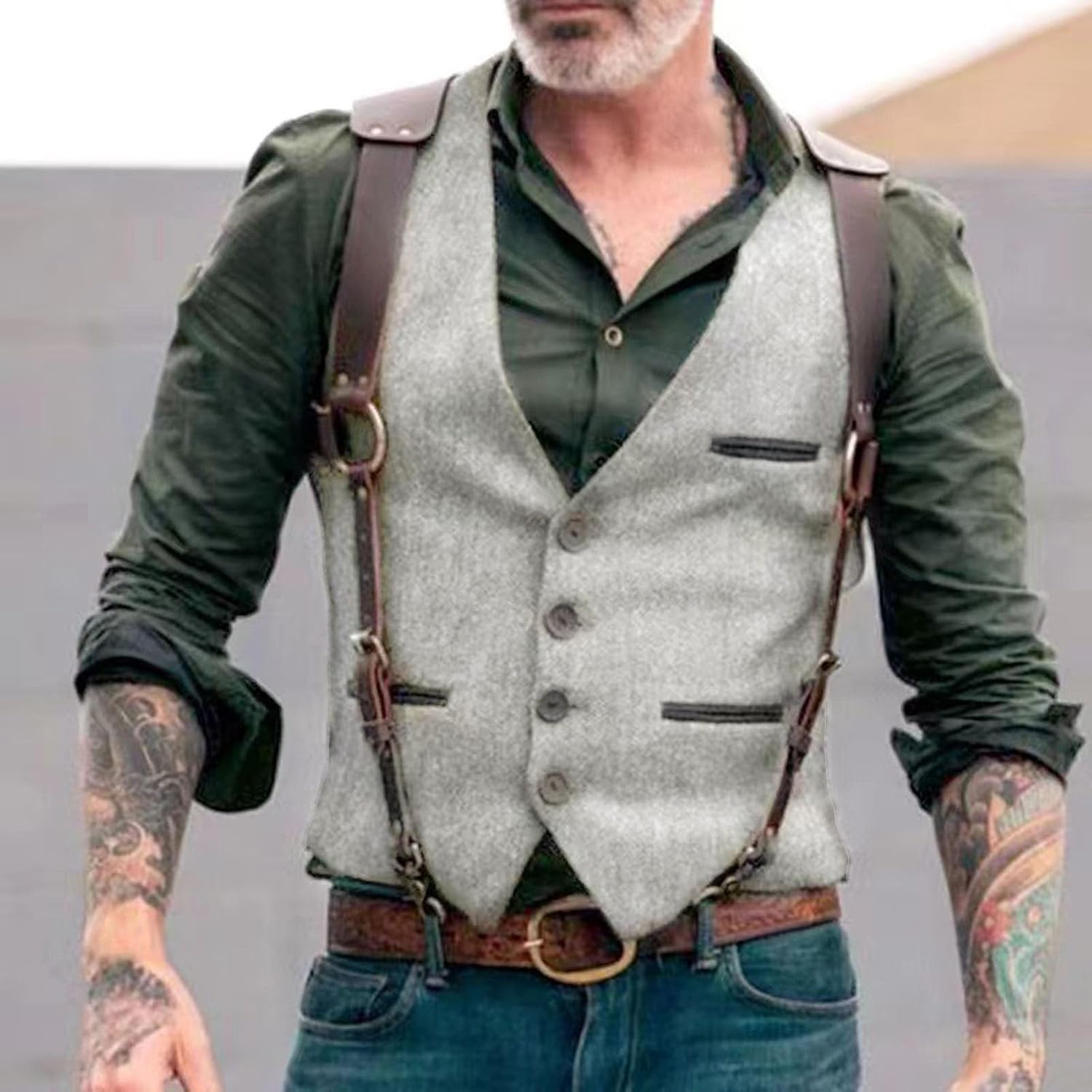 Men's Tank Tops Stylish Autumn Retro Fashion Vest Casual Attire for Men Perfect for Daily Wear or