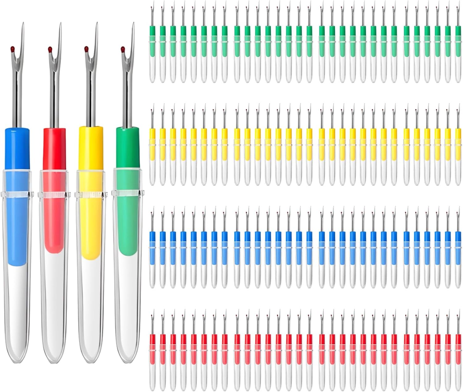 120 Pcs Seam Rippers for Sewing, Stitch Remover Tool with Safety Cap, Colorful, Long-Lasting, Ergonomic Design, Ideal for Quilting and DIY Crafts