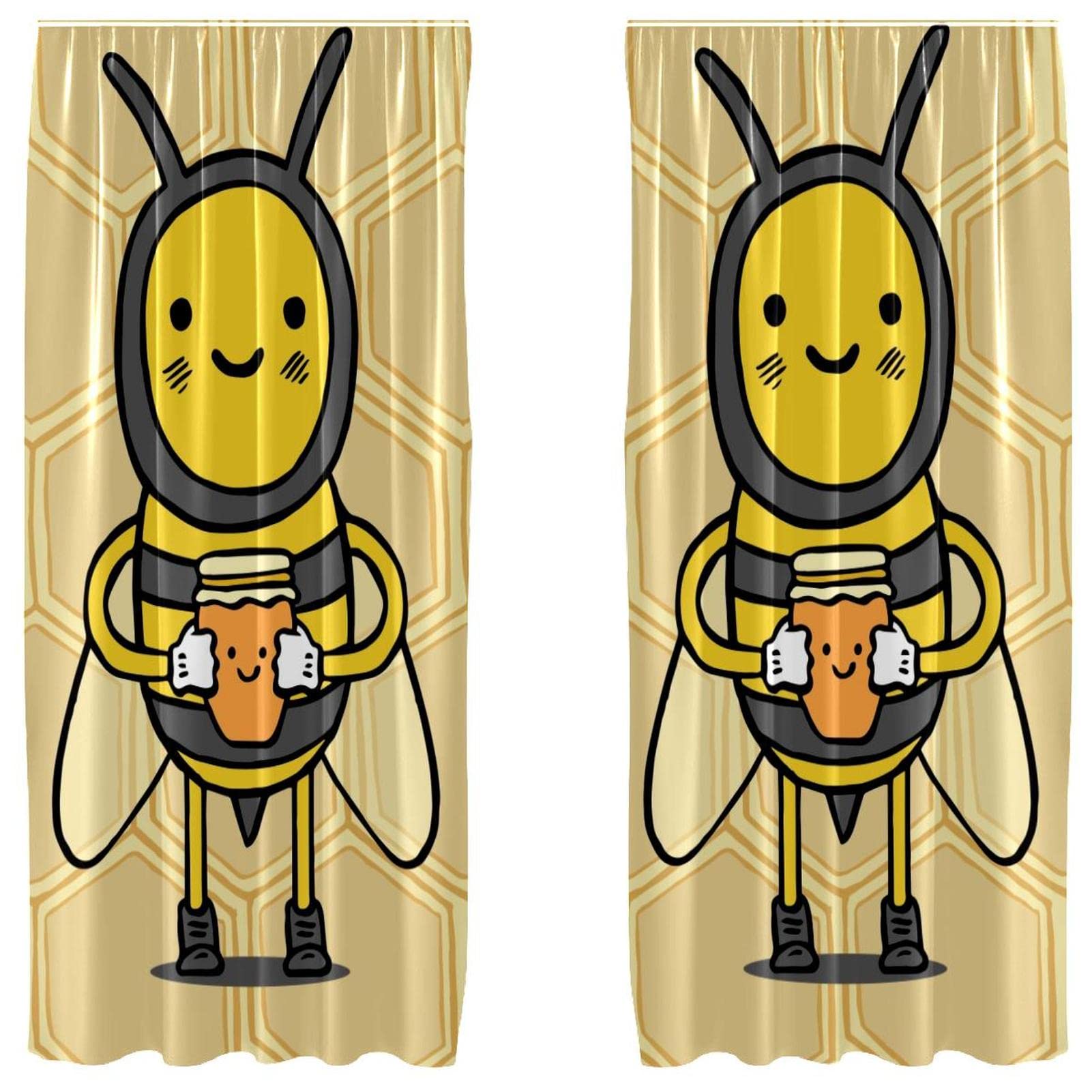 Rideaux légers abeille anti-regards lot de 2 pour illuminer un salon sombre