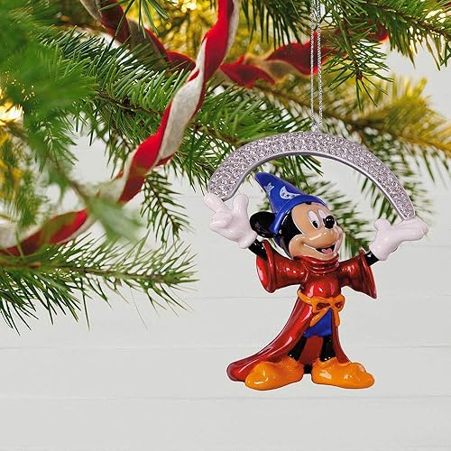 Miniatura 2 de Hallmark Adorno de Navidad de recuerdo 2018 con fecha de año, Disney Fantasía el aprendiz de hechicero, metal
