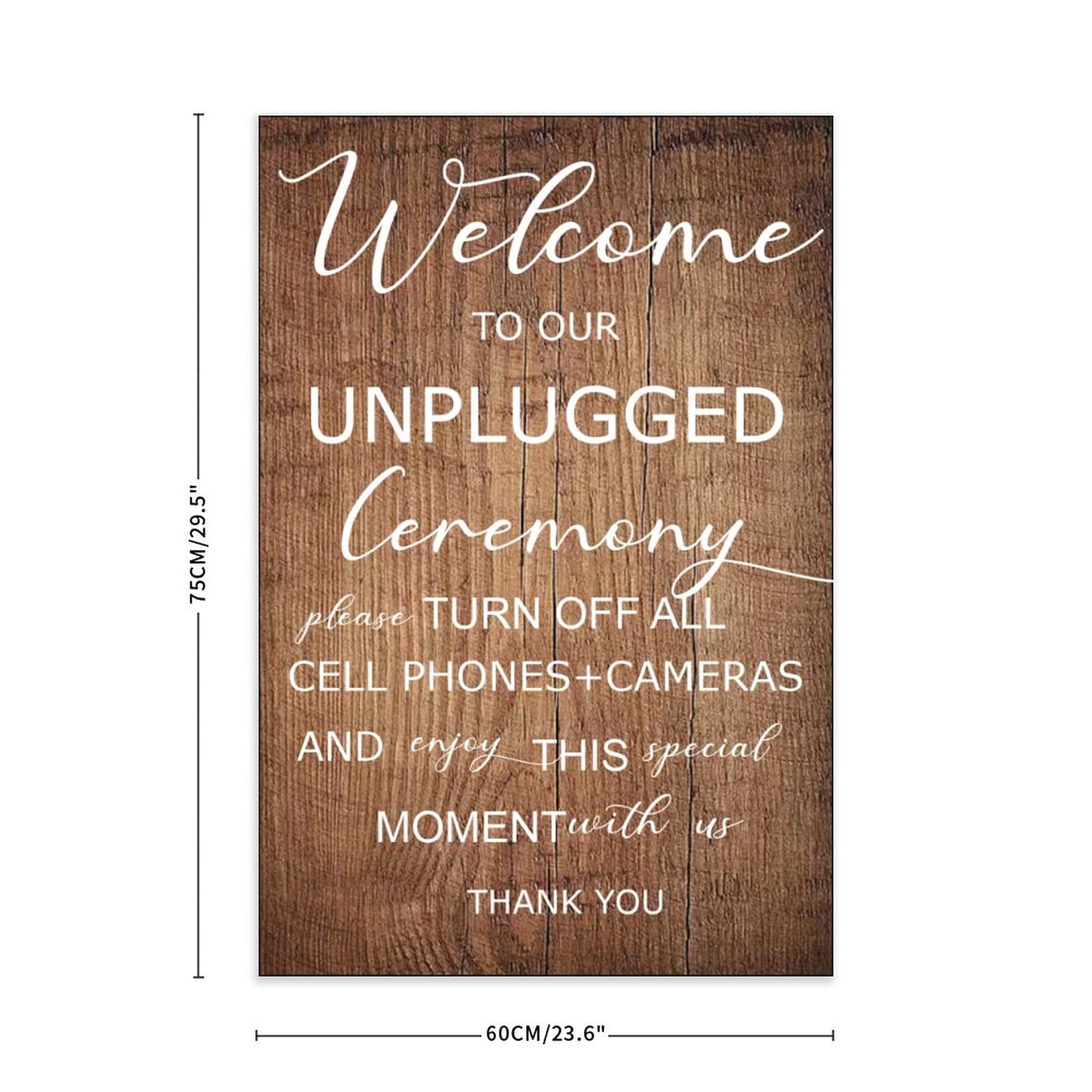 Unplugged Hochzeitsschild – Zeremonieschild – vertikales Hochzeitsschild aus Holz – rustikale Hochzeitsdekoration 76,2 x 50,8 cm
