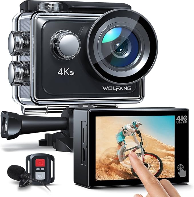 Action Camera 4K 60FPS 24MP WOLFANG GA300, WiFi EIS Touch Screen Sports