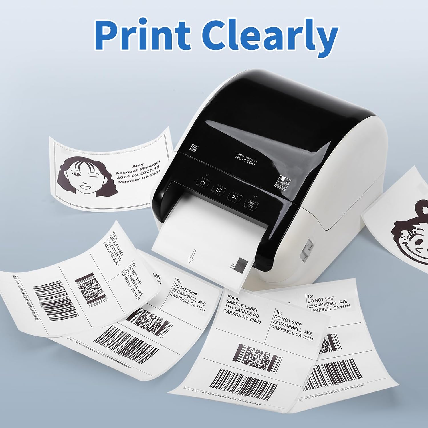 COLORTY Compatible with Brother DK-1241 Die-Cut 4" x 6" Large Shipping Label Roll(200/Roll), 102mm x 151mm White Paper Label for Brother Printer QL-1050 1050N 1060N 1100 1110NWB (10 Rolls + 1 Frame)