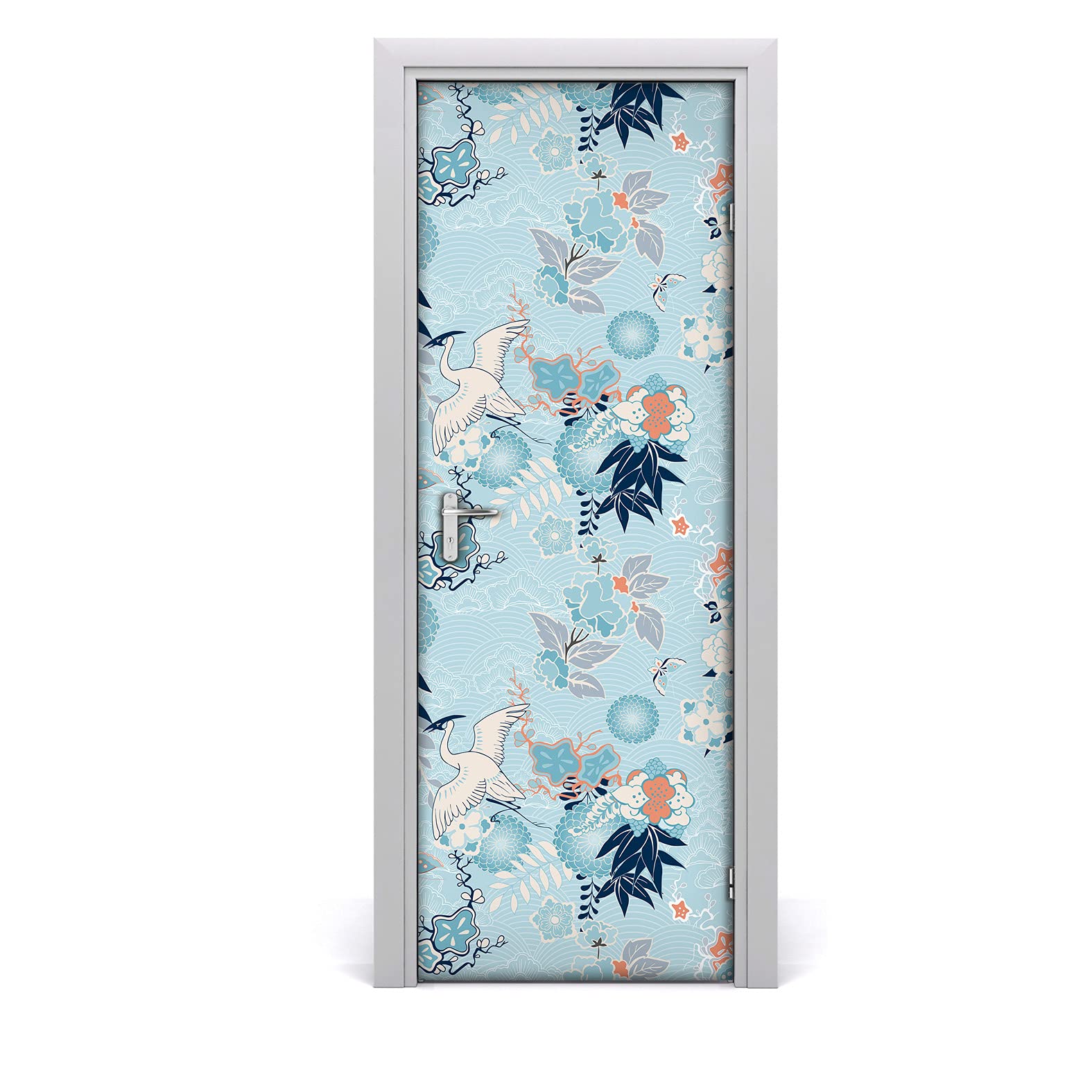 Autocollant de porte impermeable Magic-Stick decoration interieure lavable motif floral